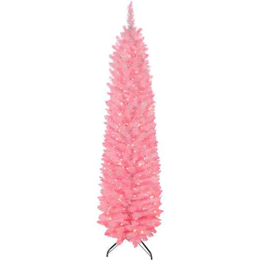 6ft Christmas Tree, Colorful DIY LEDs, Hinged Pencil, Remote, Timer, White Pencil Christmas Trees White at Gallery Canada