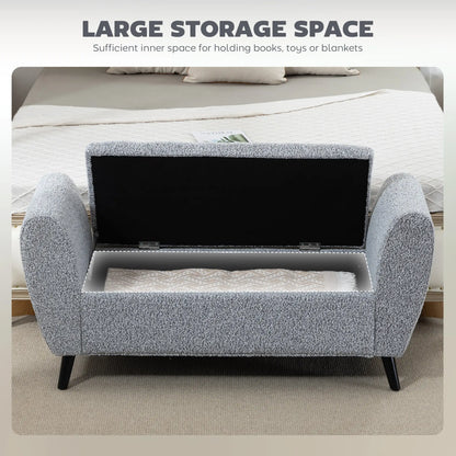 Upholstered Storage Bench with Arms, Modern Ottoman, Grey Storage Ottomans & Benches at Gallery Canada