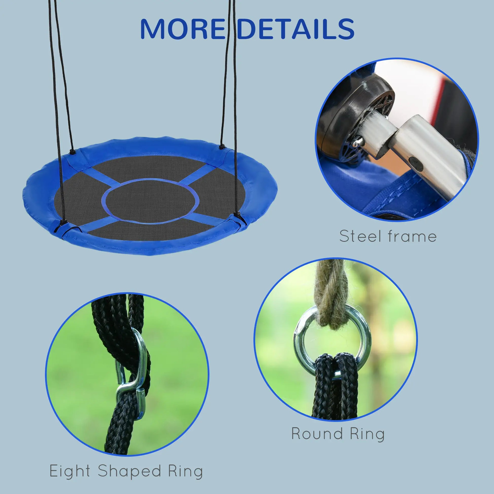 43.25" Saucer Swing, Adjustable Rope Seat, Indoor Outdoor, Blue Gym Sets & Swings at Gallery Canada