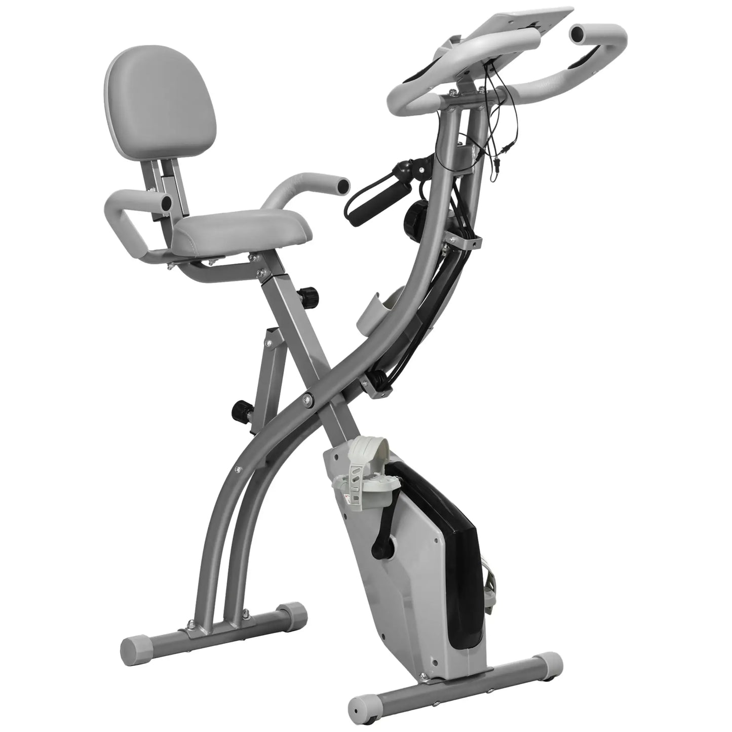 Folding Exercise Bike, 8-Level Magnetic Resistance, Adjustable Seat, Grey Exercise & Stationary Bikes Grey at Gallery Canada