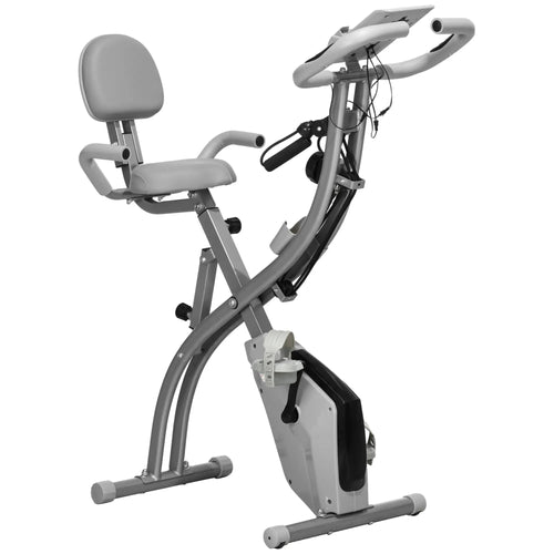 Folding Exercise Bike, 8-Level Magnetic Resistance, Adjustable Seat, Grey