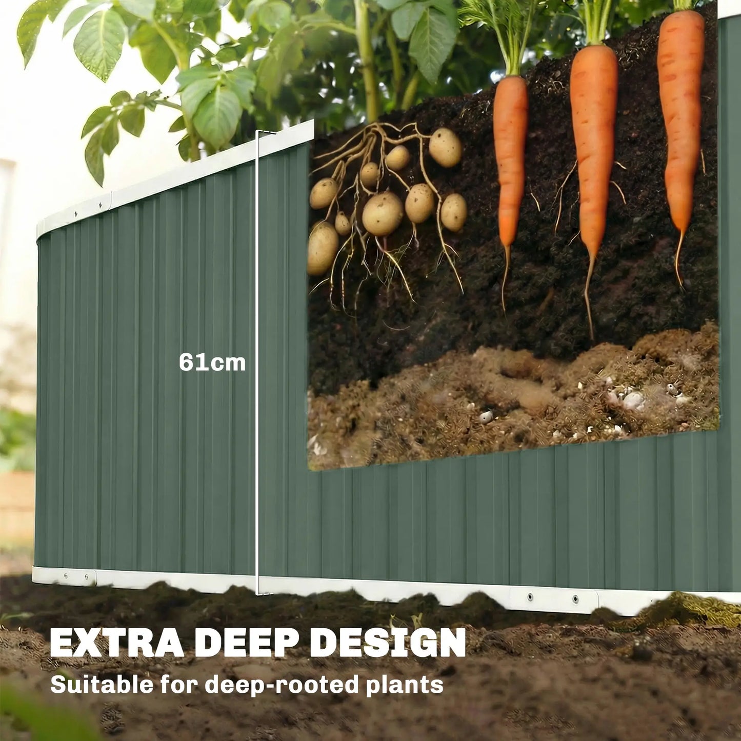 Galvanized Raised Garden Bed, Deep Rot Planter Box, 7' x 2' x 2', Light Green Galvanized Planter Boxes at Gallery Canada