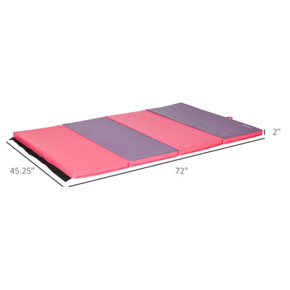 4'x6'x2'' Folding Gymnastics Tumbling Mat, Exercise Mat with Carrying Handles for Yoga, MMA, Martial Arts, Stretching, Core Workouts, Pink and Purple Gymnastics Mats at Gallery Canada