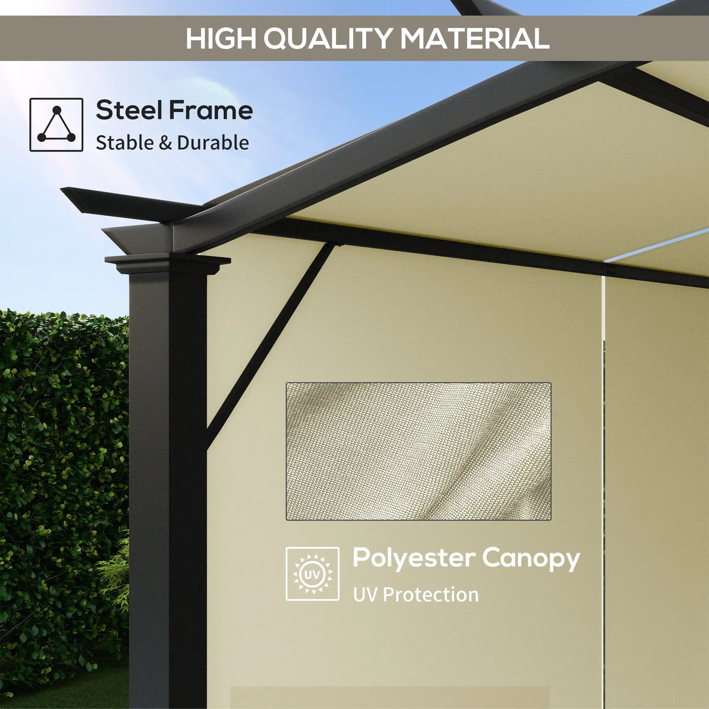 11' x 11' Retractable Pergola Canopy, Patio Backyard, Beige Pergolas at Gallery Canada