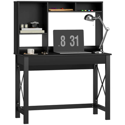 Computer Desk with Hutch, Home Office Table with Storage Shelves, Black Computer Desks at Gallery Canada