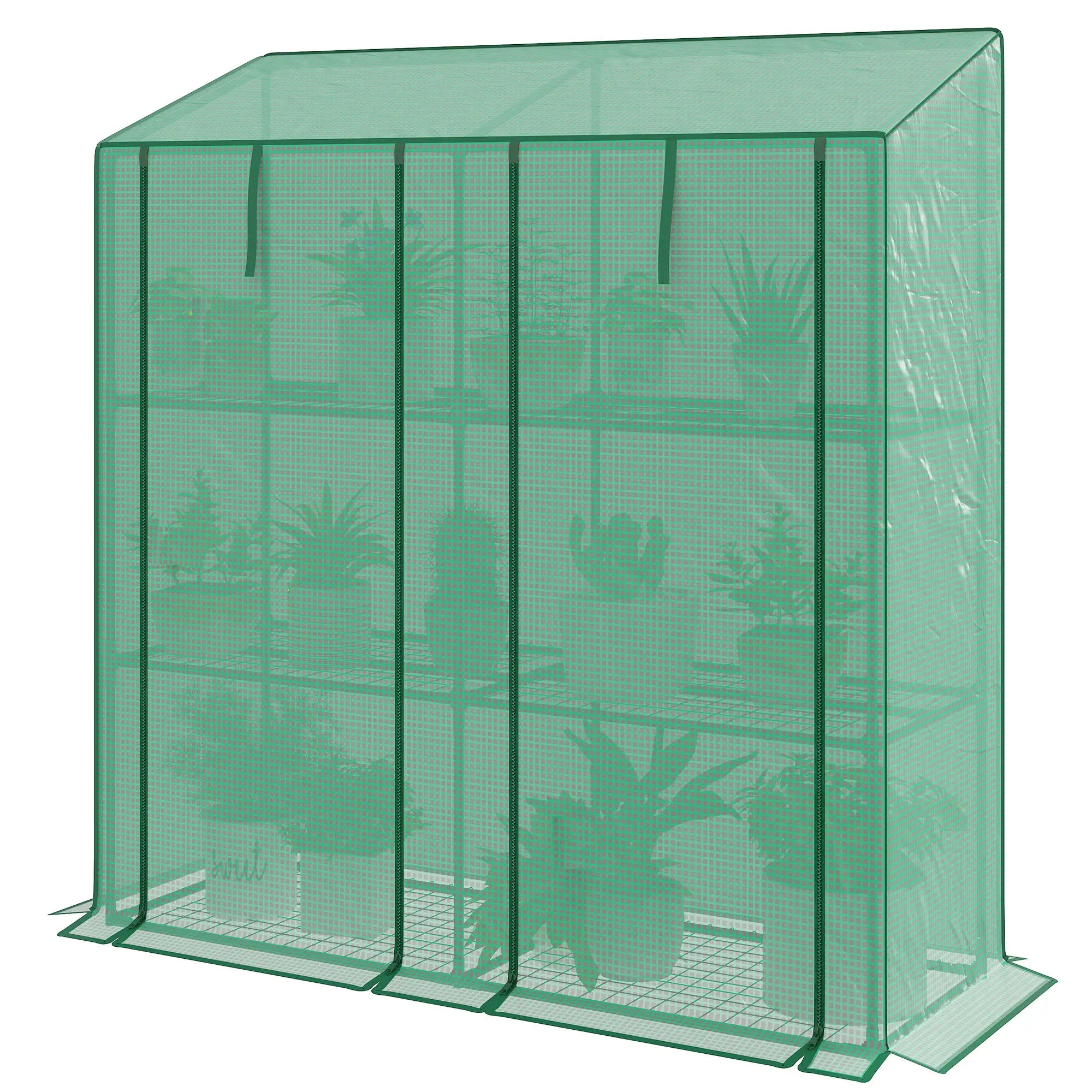 Portable Mini Greenhouse, 3 Tier Shelves, Reinforced PE Cover, 56.3