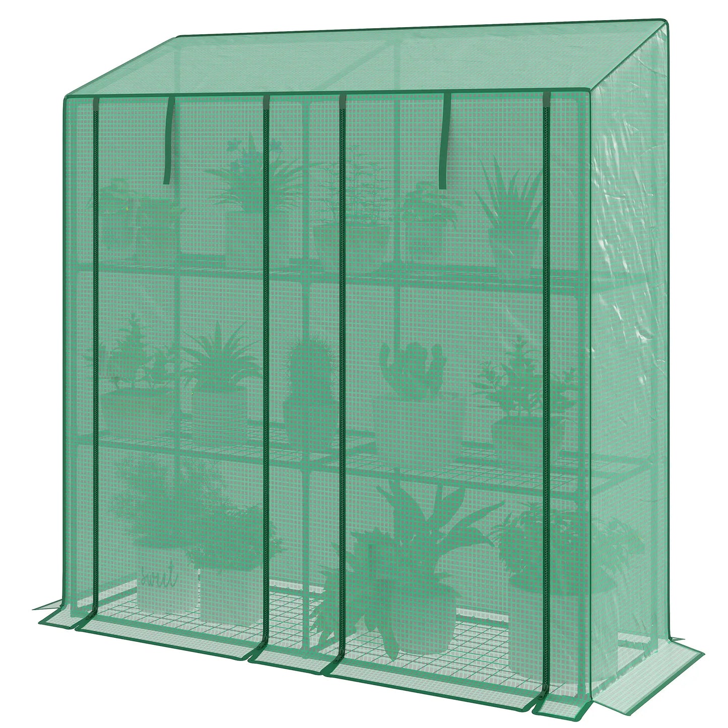 Portable Mini Greenhouse, 3 Tier Shelves, Reinforced PE Cover, 56.3" x 18.1" x 59.4" Greenhouses Green at Gallery Canada