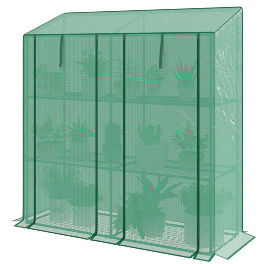 Portable Mini Greenhouse, 3 Tier Shelves, Reinforced PE Cover, 56.3" x 18.1" x 59.4"