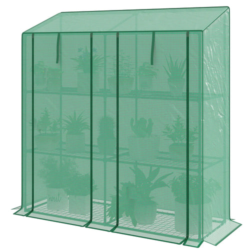 Portable Mini Greenhouse, 3 Tier Shelves, Reinforced PE Cover, 56.3