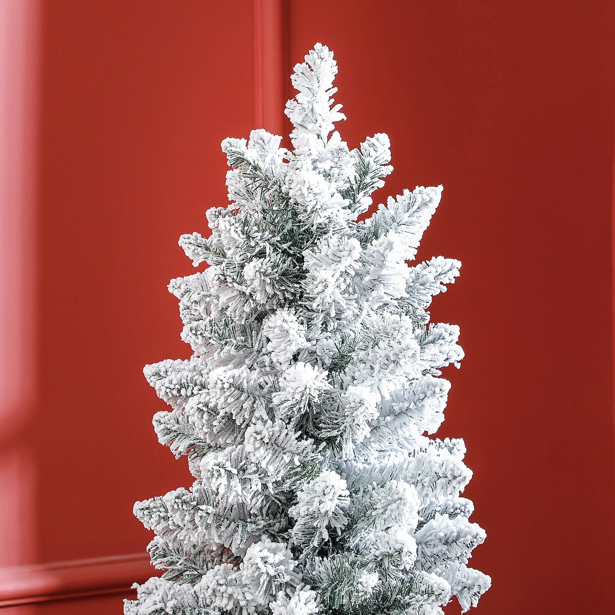 5ft Prelit Snow Flocked Christmas Tree, Metal Base, Warm White LED Pre Lit Christmas Trees at Gallery Canada