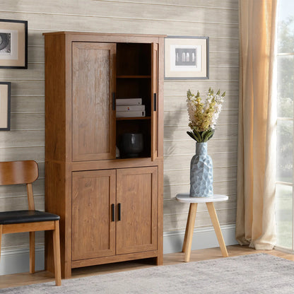 64" Kitchen Pantry Cabinet, 4 Doors, 3 Adjustable Shelves, Oak Kitchen Pantry Cabinets at Gallery Canada