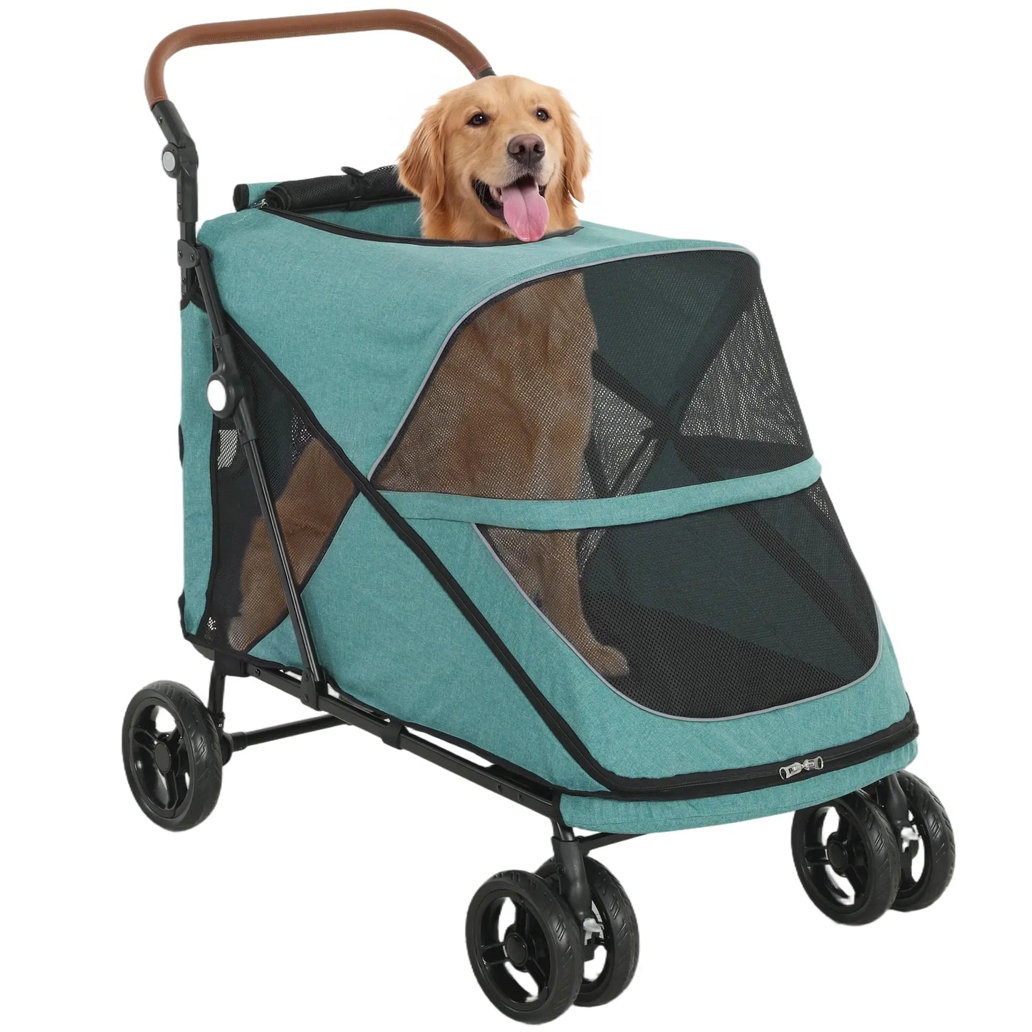Dog Stroller for Large Dogs Up to 66 Lbs, 4-Wheel Shock Absorption, Turquoise Dog Bike Trailers & Strollers at Gallery Canada