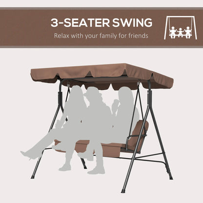 3-Seater Outdoor Porch Swing, Adjustable Canopy, Brown Patio Swings with Stand at Gallery Canada