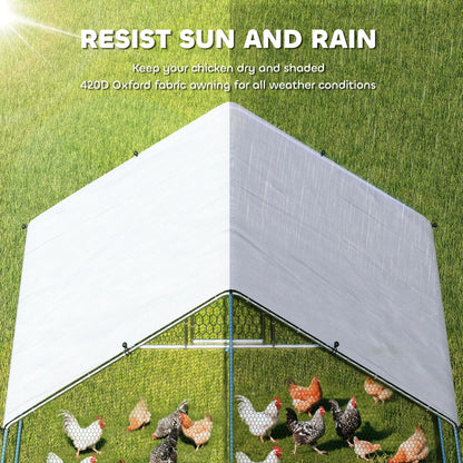 Metal Chicken Coop with Water- and UV-Protection Cover for Backyard Hen, Duck, Rabbit, 32.8' x 9.8' x 6.4' Chicken Coops at Gallery Canada