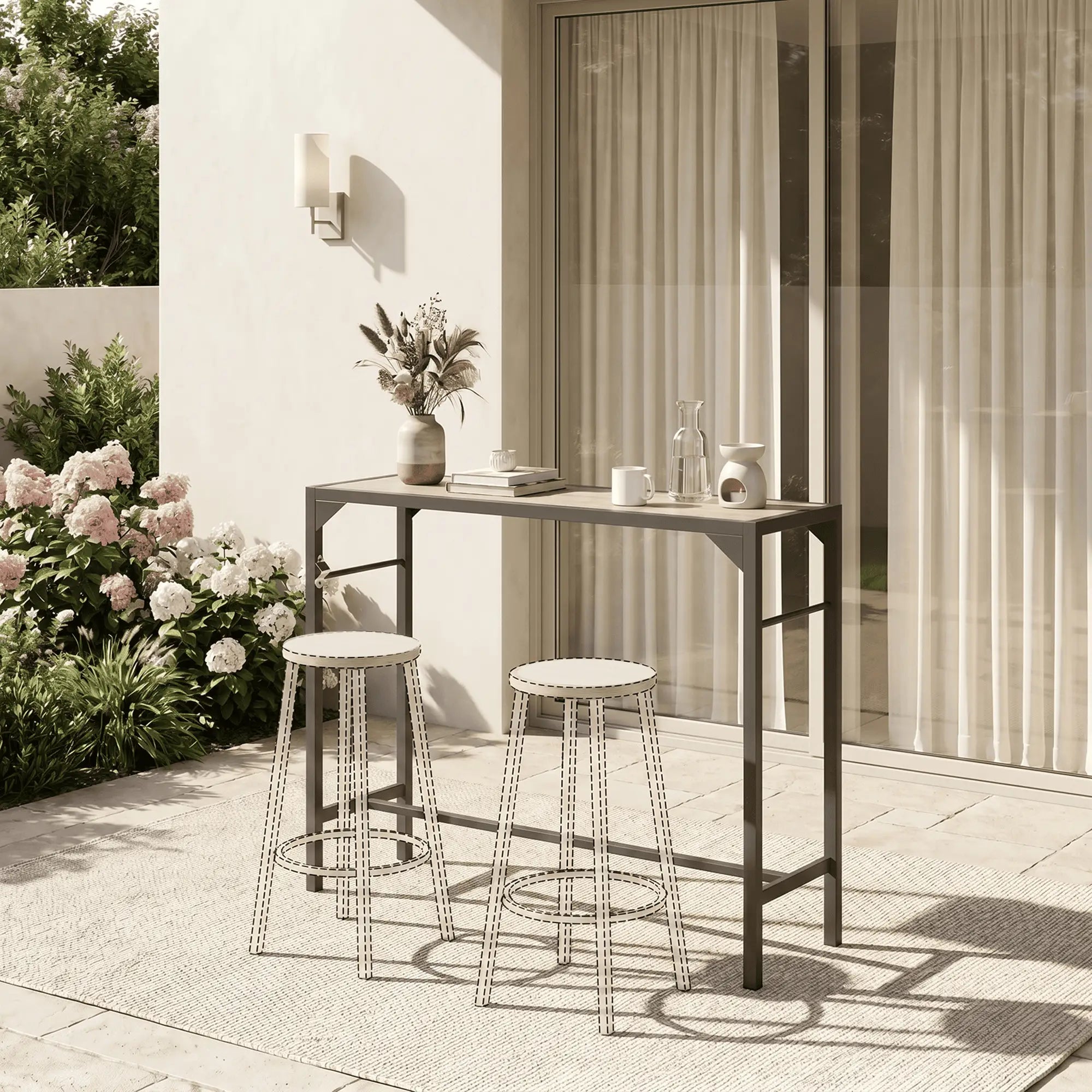 Bar Height Outdoor Table With Bottle Opener, 47.2