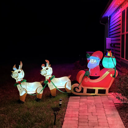 8ft Santa Claus Inflatable with Sleigh, Reindeer, LED Lights Christmas Inflatables at Gallery Canada