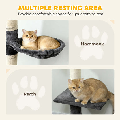 8.5ft Cat Climbing Tree, 5-Tier Activity Center, Scratching Post, Dark Grey Floor to Ceiling Cat Trees at Gallery Canada