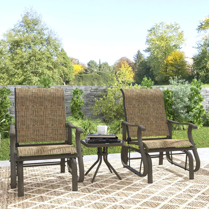 3PCs Gliding Rocking Chair, Bistro Tea Table Set, Brown Outdoor Gliders at Gallery Canada