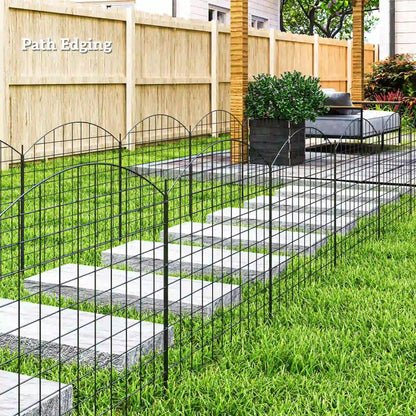 Metal Garden Fence Set Of 6, 181.1" X 38.2", Black Garden Fences at Gallery Canada