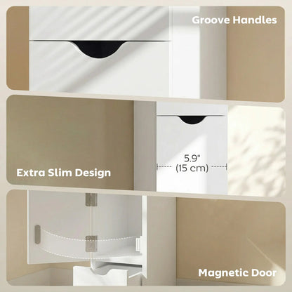 Tall Narrow Bathroom Storage Cabinet, Drawers and Open Shelves, White Bathroom Cabinets at Gallery Canada