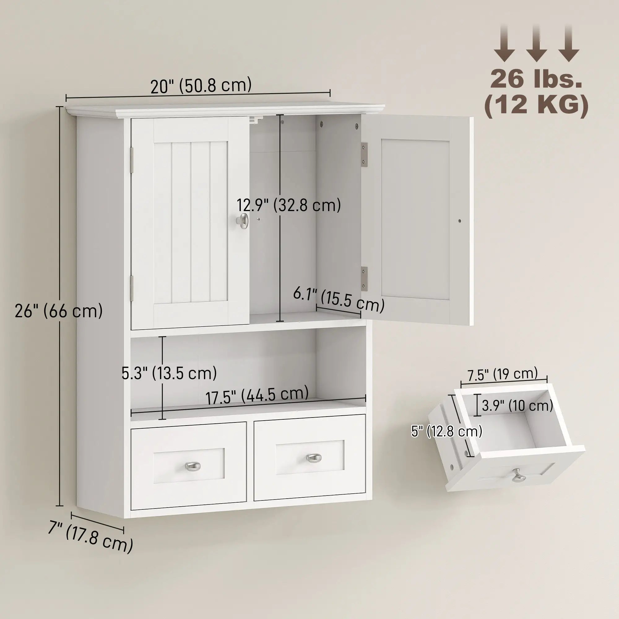 Bathroom Wall Cabinet, Medicine Cabinet, Over Toilet Storage, White Wall Mounted Cabinets at Gallery Canada