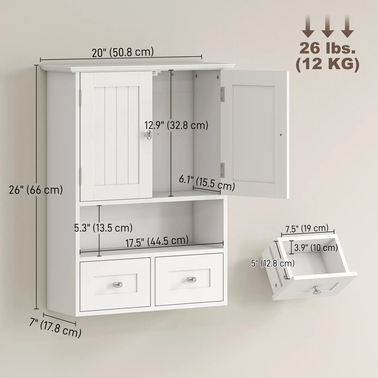 Bathroom Wall Cabinet, Medicine Cabinet, Over Toilet Storage, White Wall Mounted Cabinets at Gallery Canada