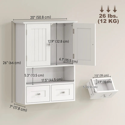 Bathroom Wall Cabinet, Medicine Cabinet, Over Toilet Storage, White Wall Mounted Cabinets at Gallery Canada