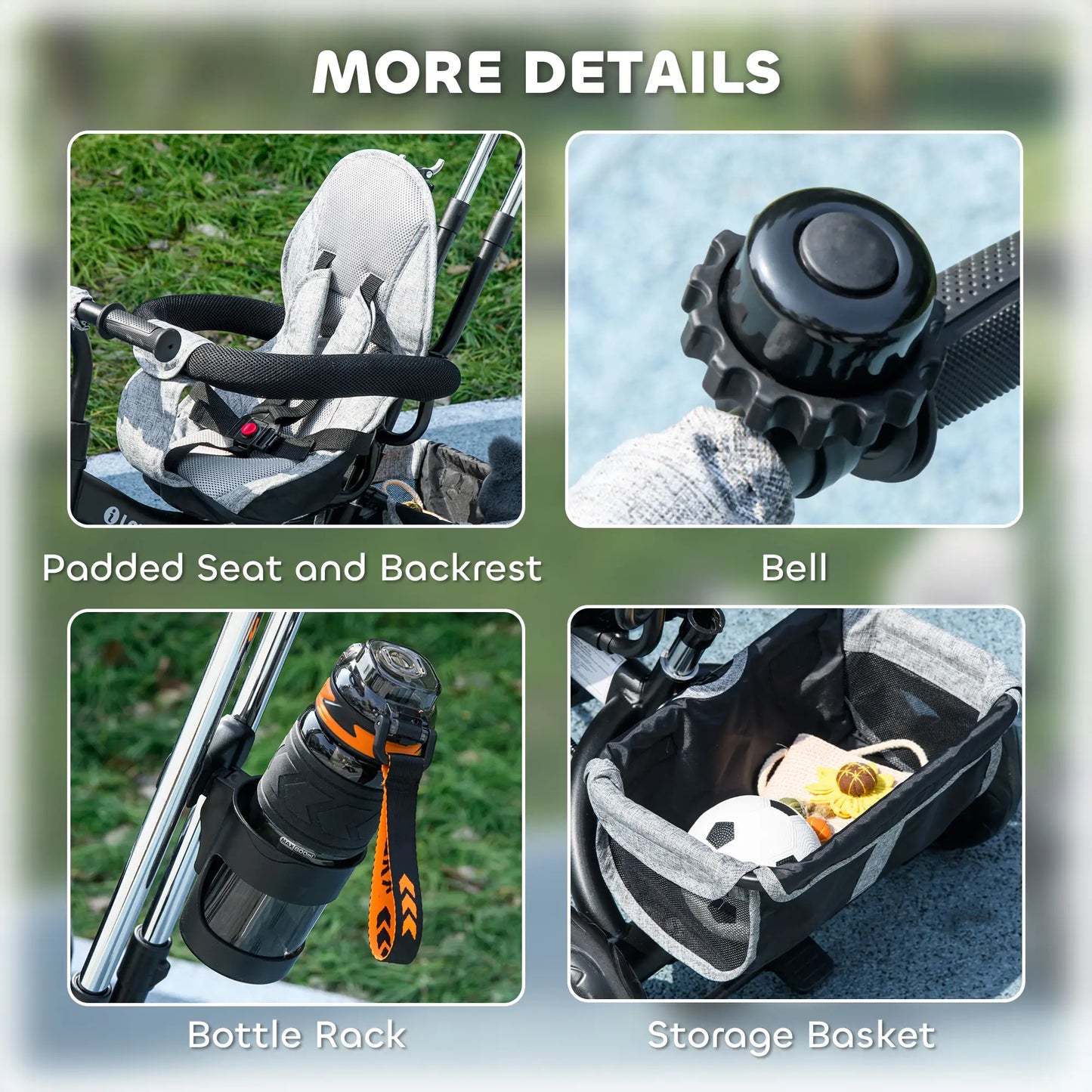 6 in 1 Toddler Tricycle Stroller, Basket, Canopy, 5-Point Harness, 12-60 Months, Grey Tricycles for Kids at Gallery Canada