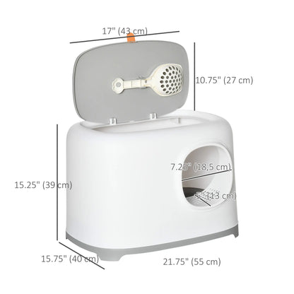 Cat Litter Box, Anti-Sand Tunnel, Scoop, Open Top, White Cat Litter Box Enclosures at Gallery Canada