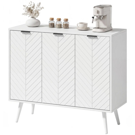 Modern Sideboard and Buffet, Dining Room Cabinet with Adjustable Shelves and 3 Doors, White Storage Cabinets White at Gallery Canada