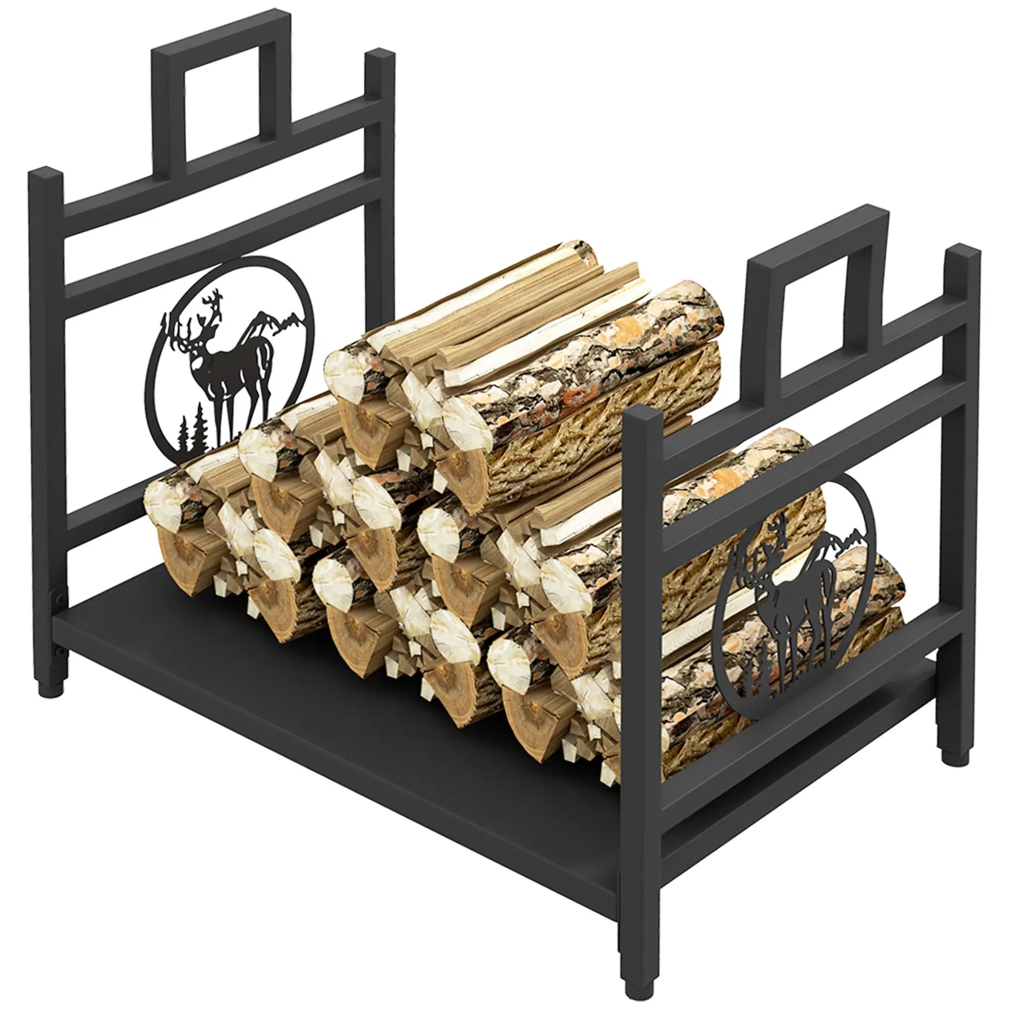 Decorative Firewood Rack, Steel Log Holder, 19.7