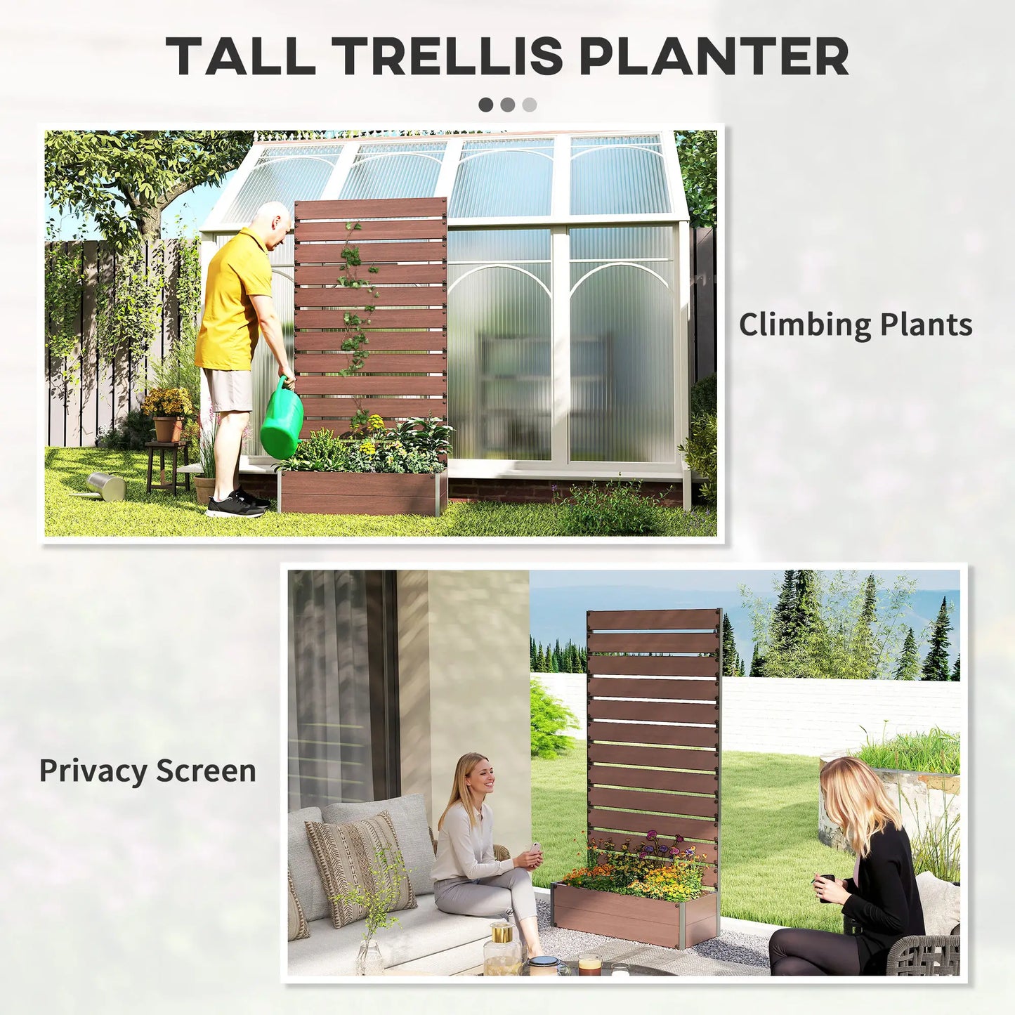 Trellis Planter Box, Raised Garden Bed With Trellis, Light Brown Wooden Planter Boxes at Gallery Canada
