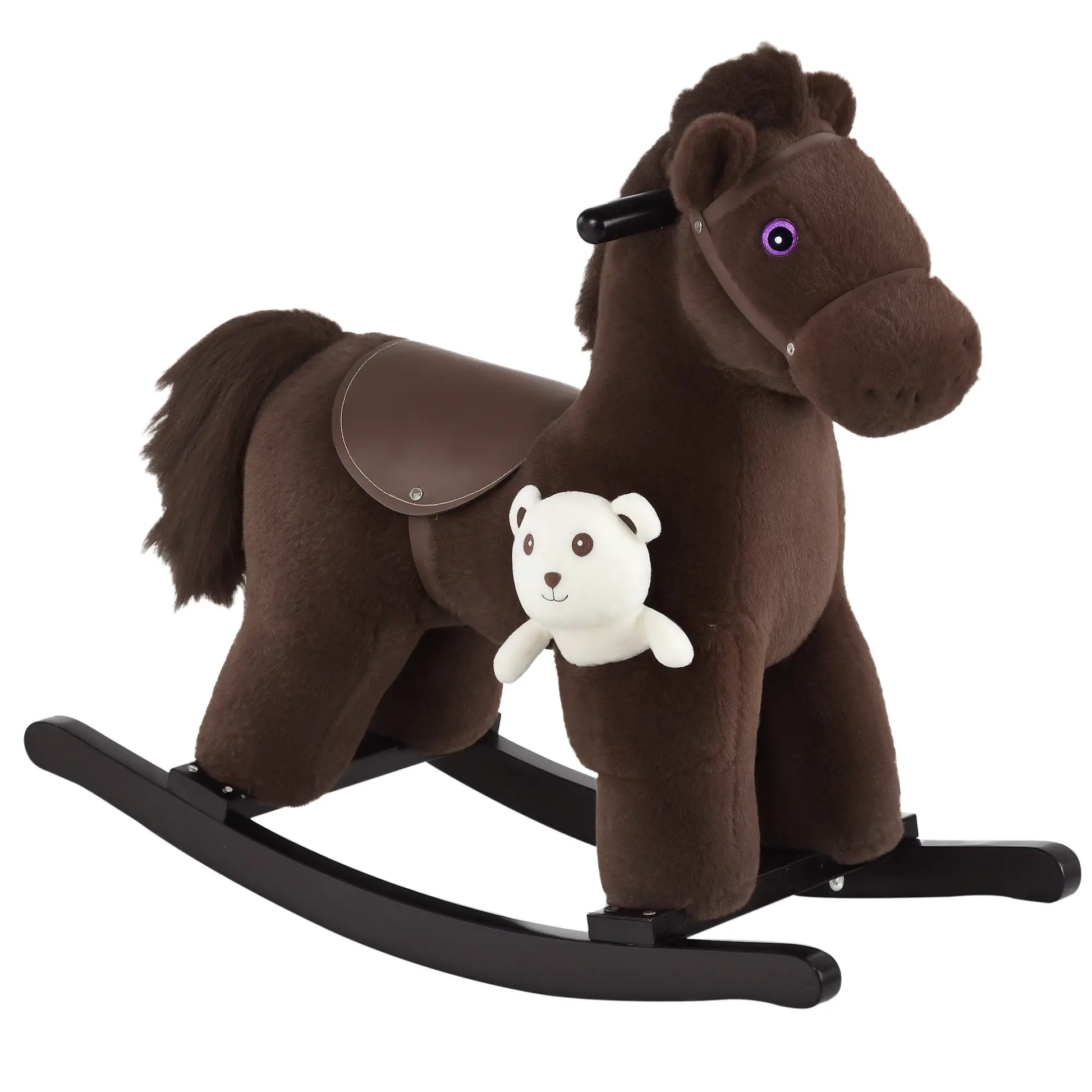 Kids Plush Ride-On Rocking Horse, Bear Toy, Realistic Sounds, Brown Rocking Horses Brown at Gallery Canada