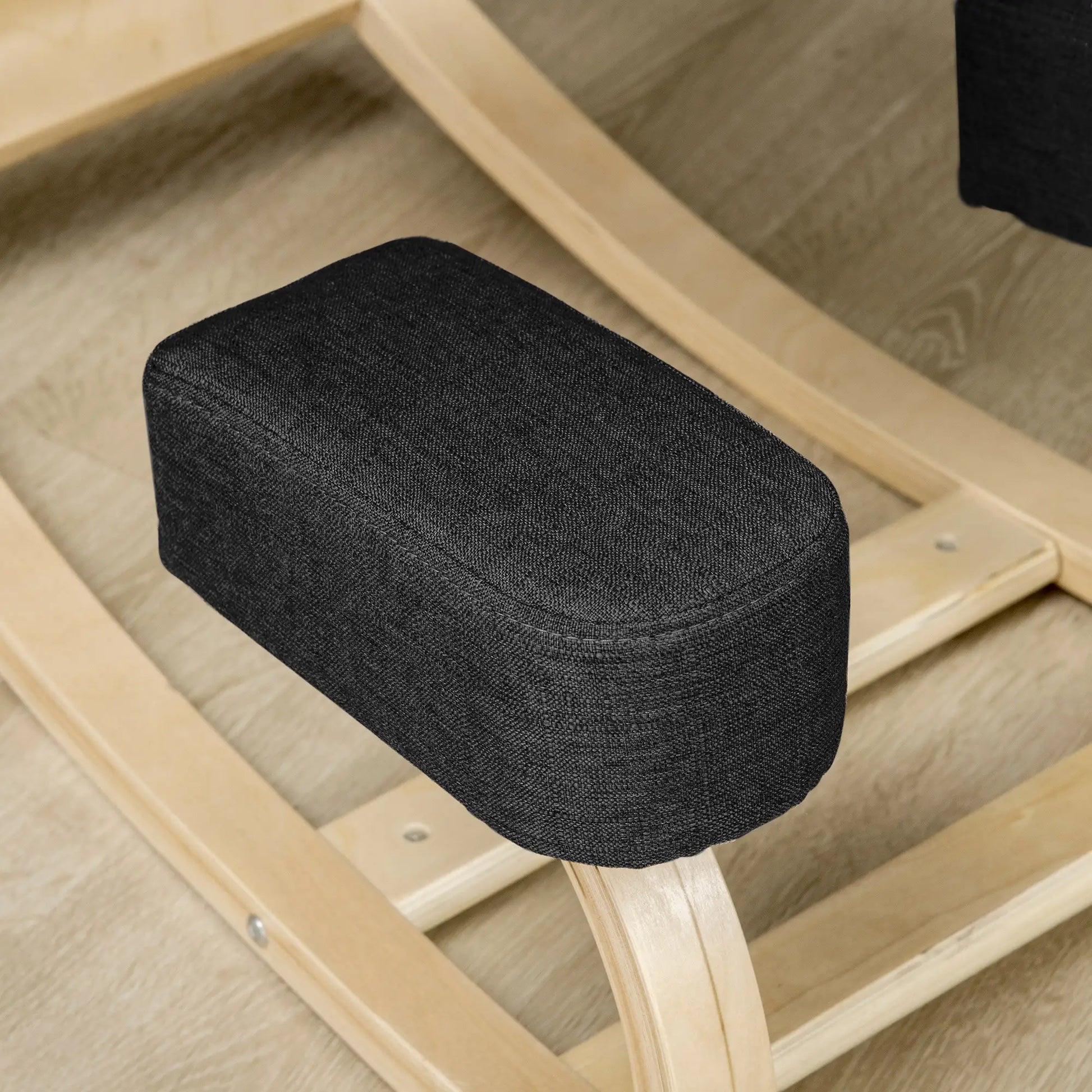 Ergonomic Kneeling Chair, Wood Stool with Thick Pads, Black Office Chairs at Gallery Canada