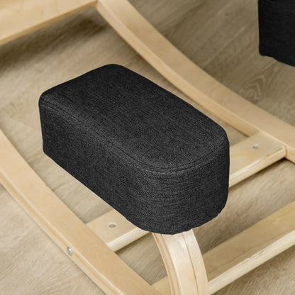 Ergonomic Kneeling Chair, Wood Stool with Thick Pads, Black Office Chairs at Gallery Canada
