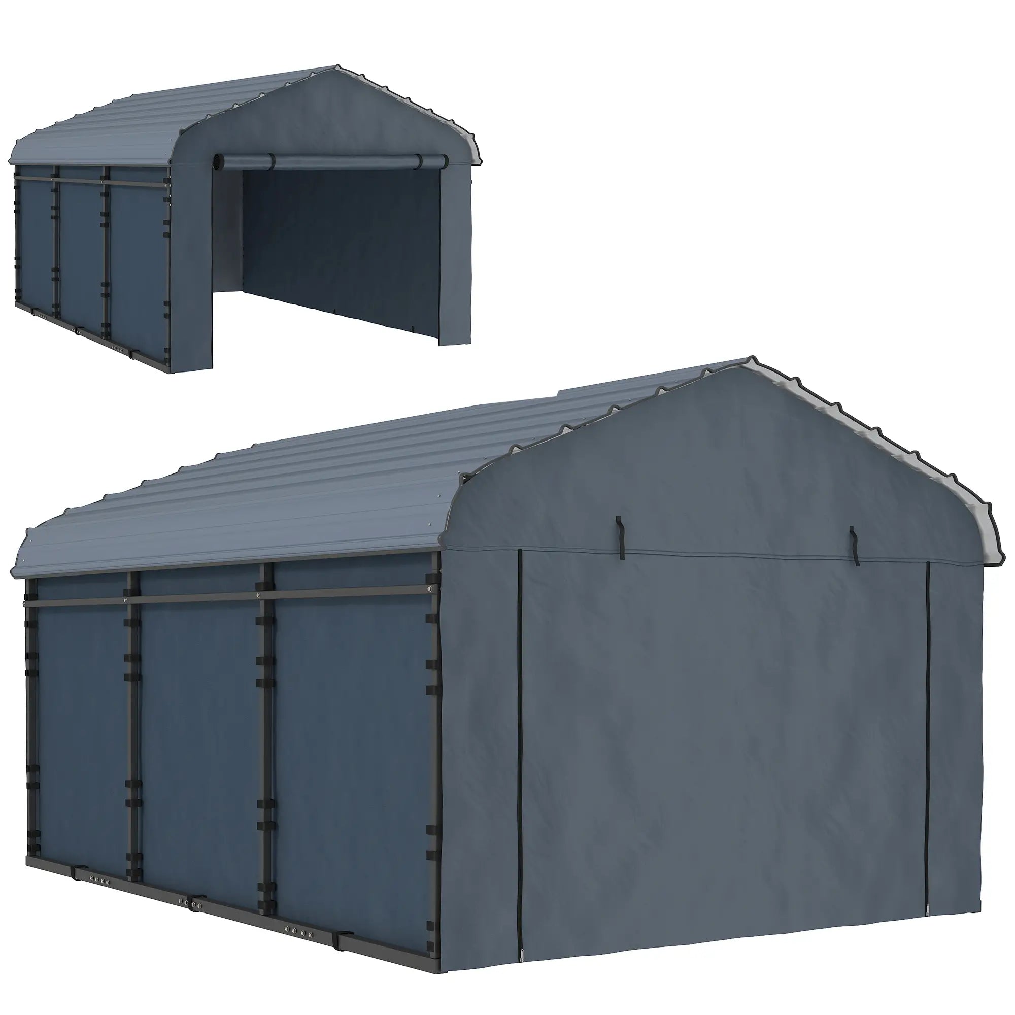 10' x 15' Metal Carport, Heavy Duty Garage Shelter, Dark Grey Car Shelters Dark Grey at Gallery Canada