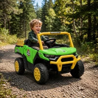 Tracteur Électrique pour Enfants 12V, Télécommande, Double Moteur, Vert