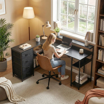 Gaming Desk With Power Outlets, LED Lights, Drawers, Monitor Stand, 61", Black Gaming Desks at Gallery Canada