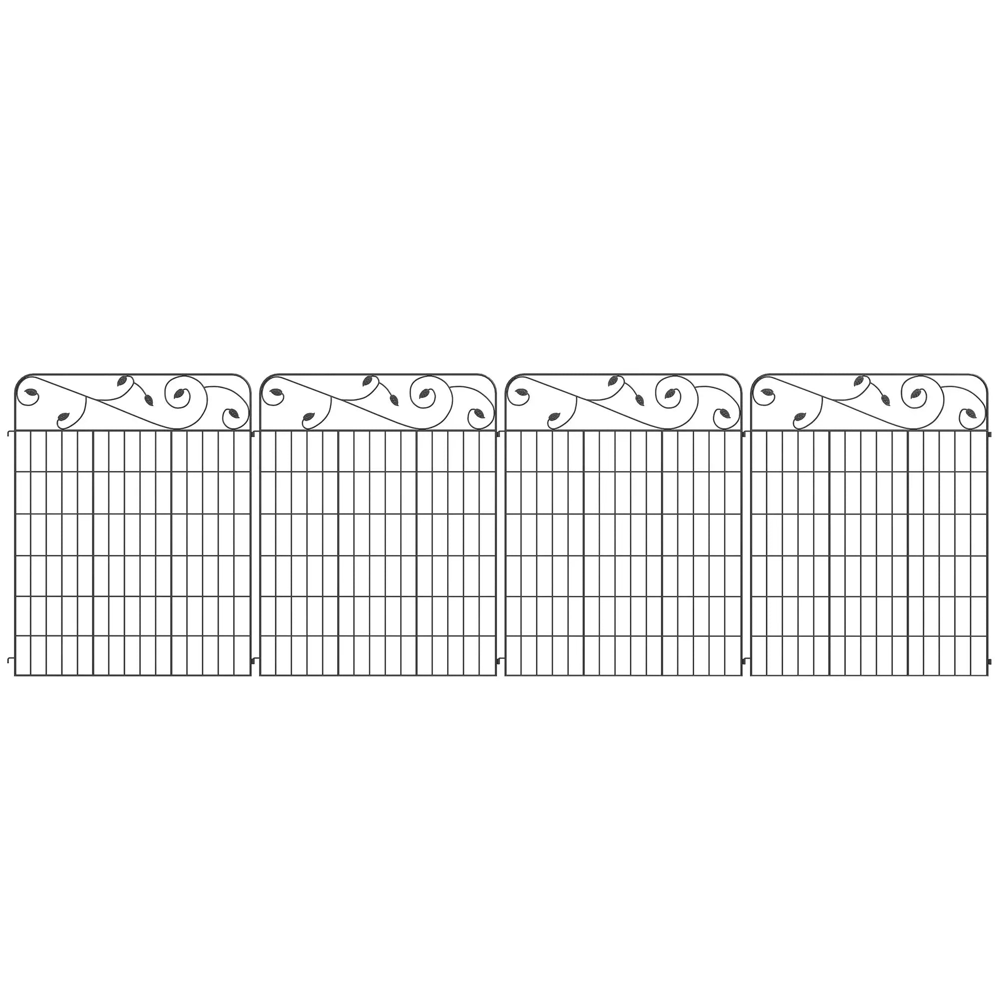 Outdoor Metal Garden Fence Panels, Animal Barrier, 4 Pack, Square Vines Garden Fences Black at Gallery Canada