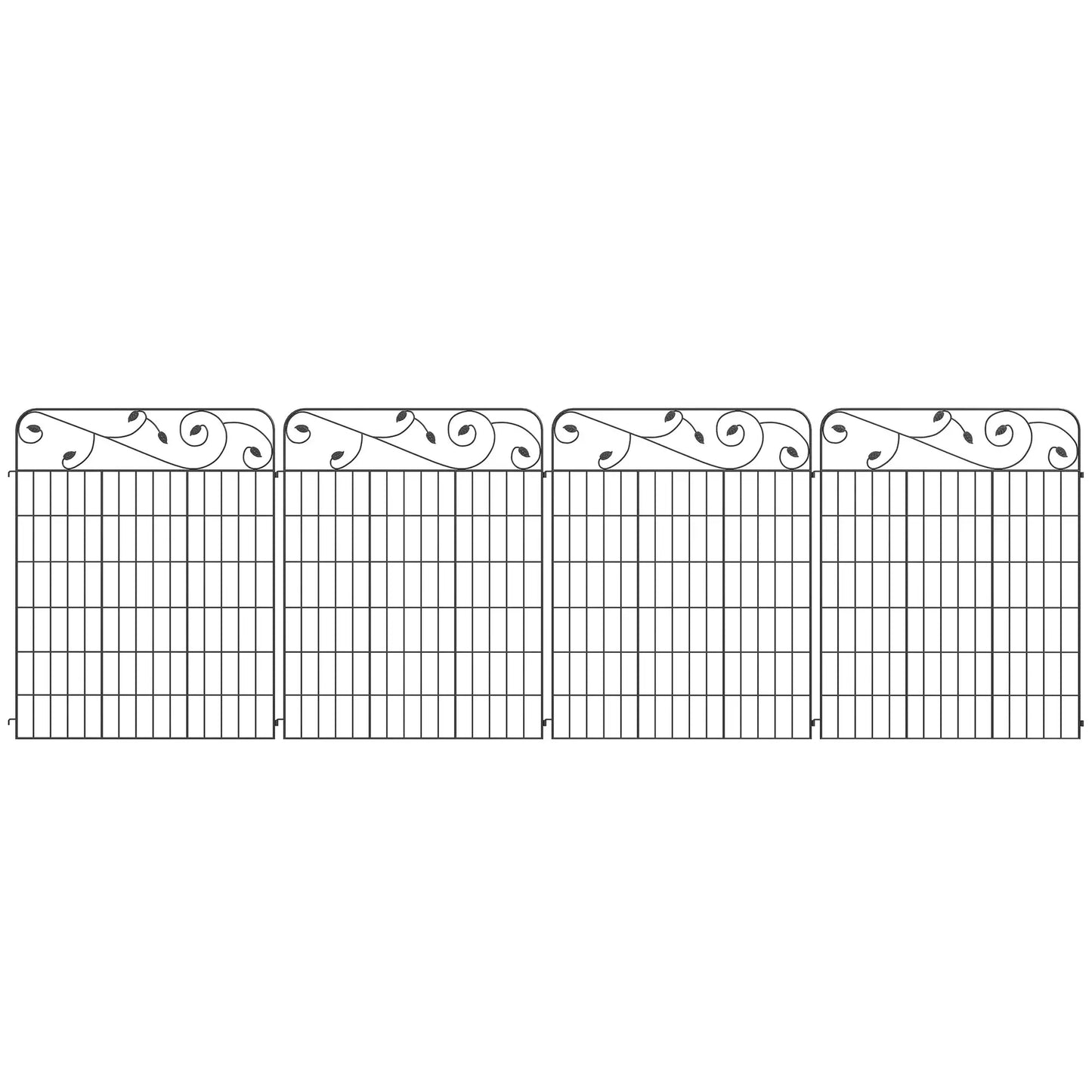 Outdoor Metal Garden Fence Panels, Animal Barrier, 4 Pack, Square Vines Garden Fences Black at Gallery Canada