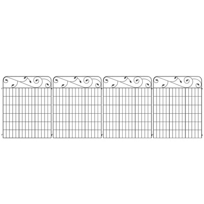 Outdoor Metal Garden Fence Panels, Animal Barrier, 4 Pack, Square Vines Garden Fences Black at Gallery Canada