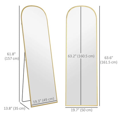 Arched Standing Mirror, 64" x 20", Full Length, Wall Mountable, Gold Full Length Mirrors at Gallery Canada