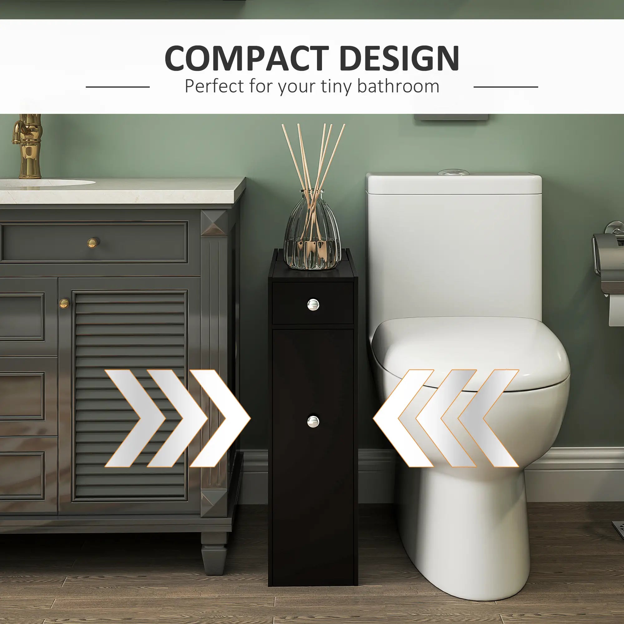 Space Saving Toilet Paper Cabinet, Narrow Bathroom Storage, Black Bathroom Cabinets at Gallery Canada
