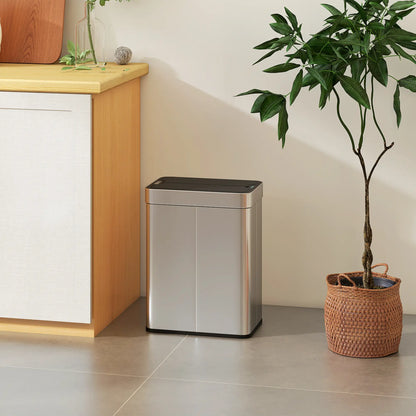 13.2 Gallon Sensor Can, Automatic Garbage Can, Soft Close Butterfly Lid, Fingerprint Proof Stainless Steel, Silver Household Supplies at Gallery Canada