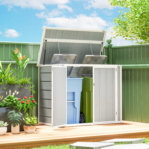 41 Cu Ft Outdoor Storage Shed, Lockable, Light Grey
