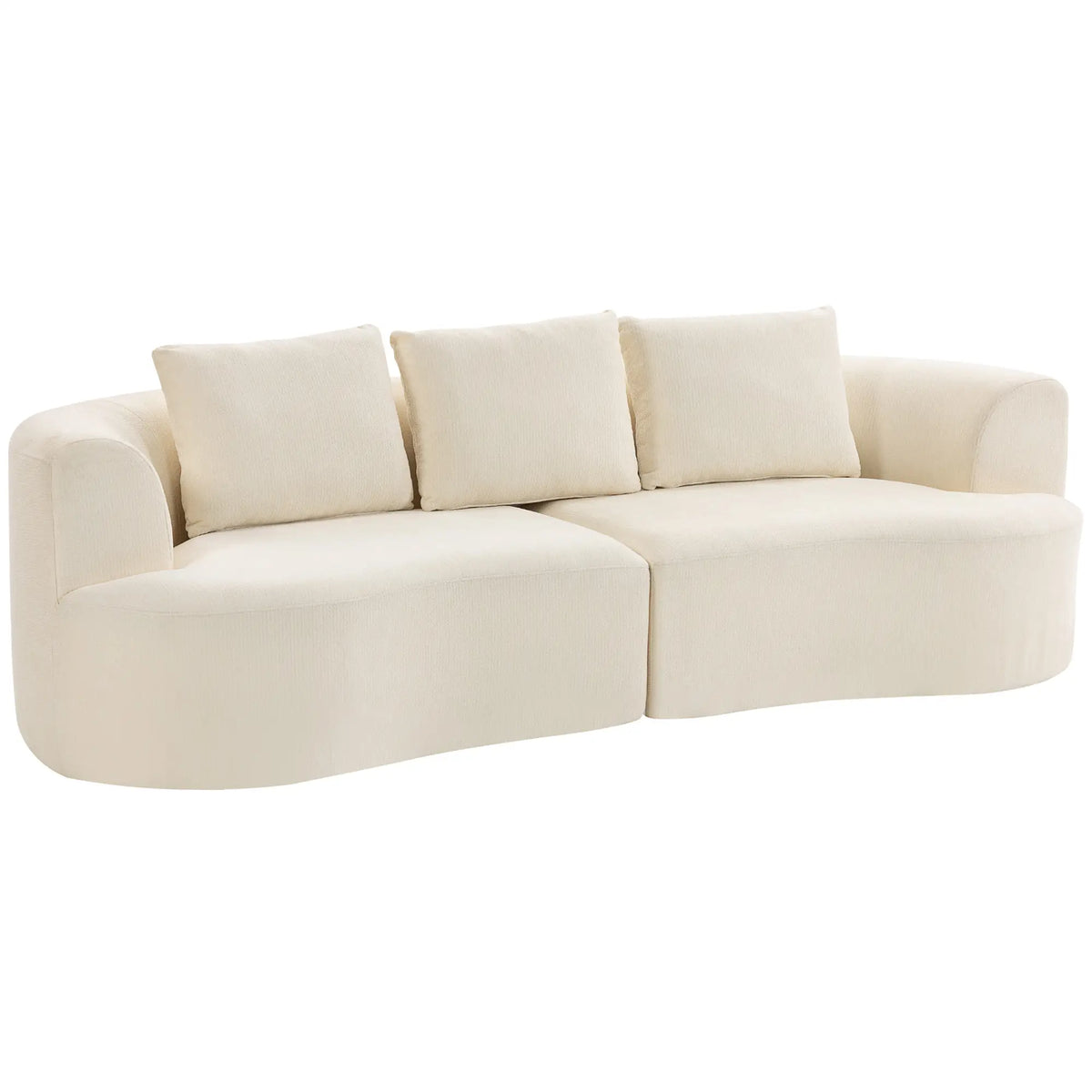 3 Seater Sofa, 102" Cream White, Chenille Couch With Spring Cushions, Cream White 3-Seater Sofas at Gallery Canada