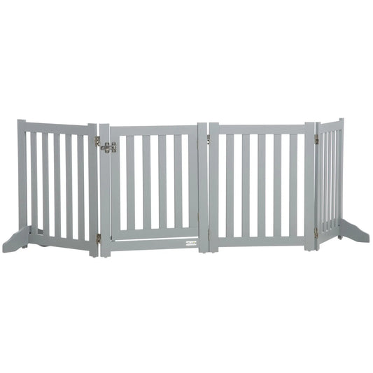 23.5"H Porte pour chien pliable avec porte, 4 panneaux, gris