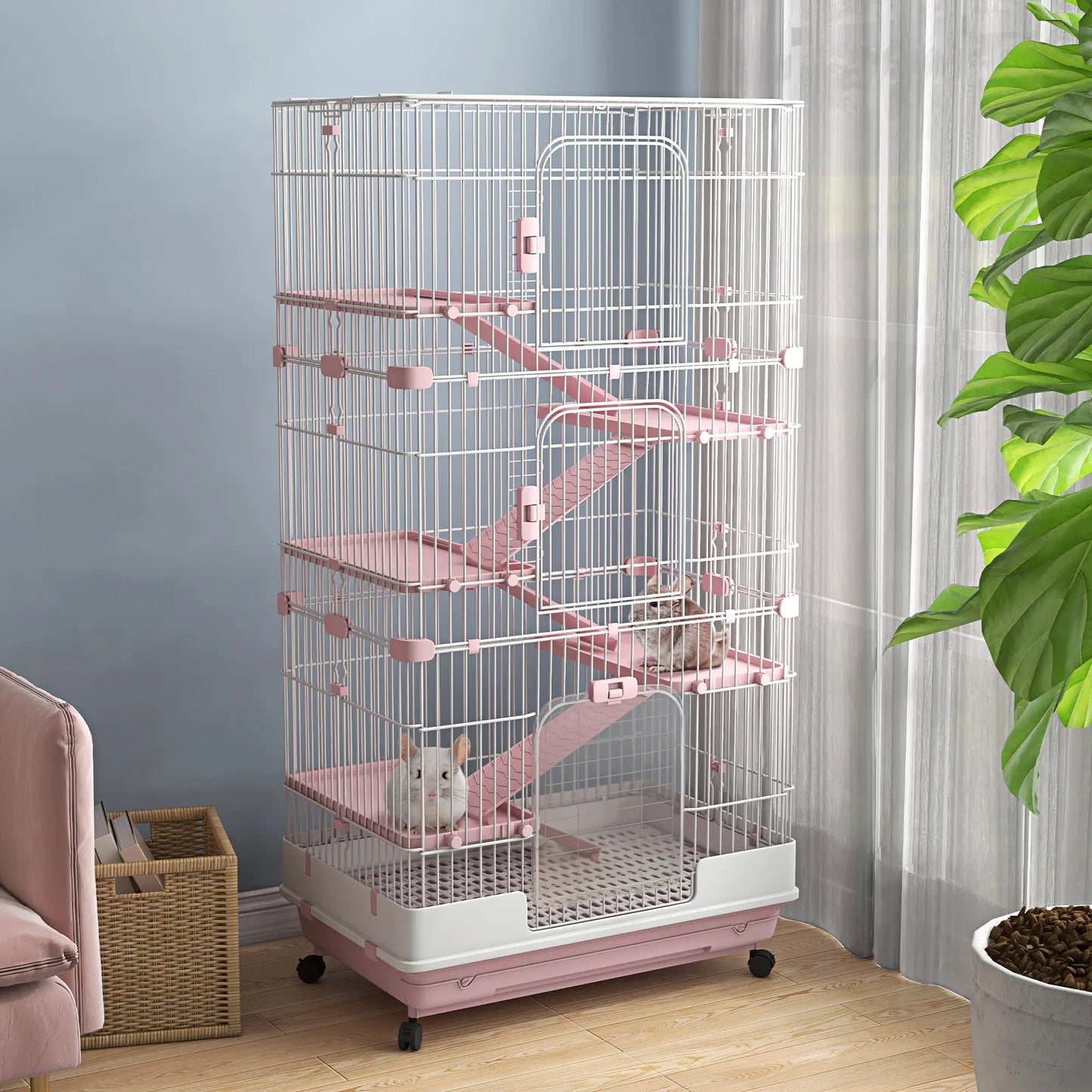 32"L 6-Level Small Animal Cage, Universal Lockable Wheels, Pink Houses & Habitats at Gallery Canada