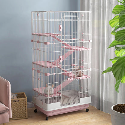 32"L 6-Level Small Animal Cage, Universal Lockable Wheels, Pink Houses & Habitats at Gallery Canada