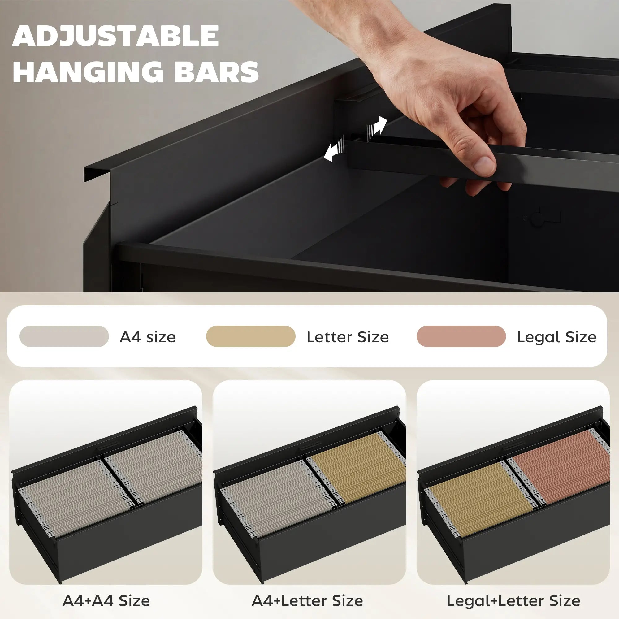 2 Drawer Lateral Filing Cabinet, Lockable Steel, A4 Letter Legal Size, Black Office Cabinets & Cupboards at Gallery Canada